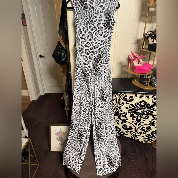Norma Kamali Black and White Animal Print Jumpsuit - Picture 2 of 3